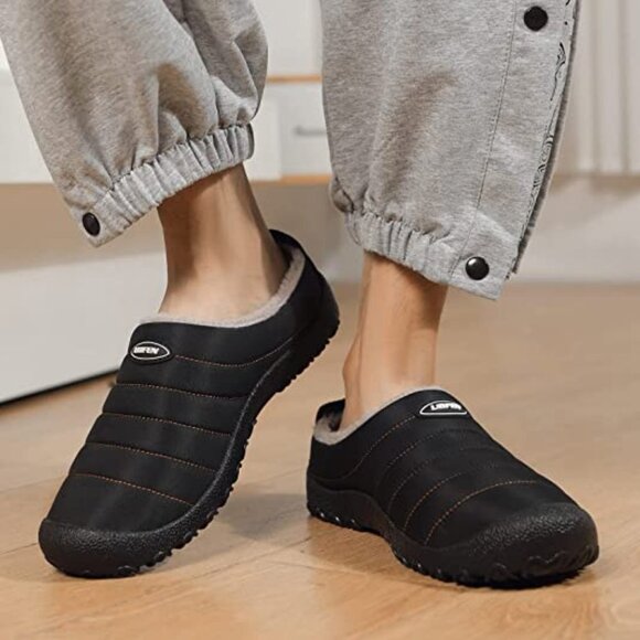 UBFEN Men's Women's Winter Warm Slippers with Fuzzy Plush Lining Slip on Shoes - Picture 8 of 11